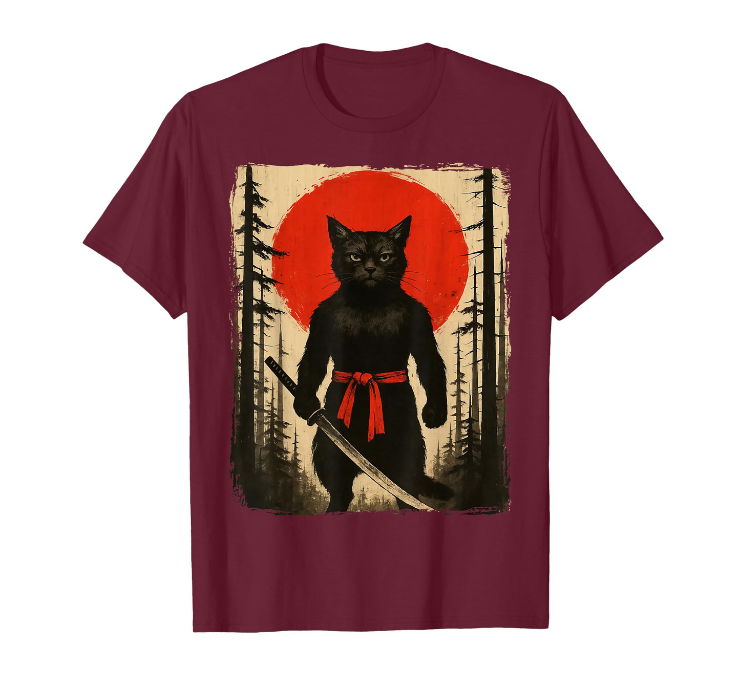 Cat Samurai Japanese Sword Anime Cat T-Shirt