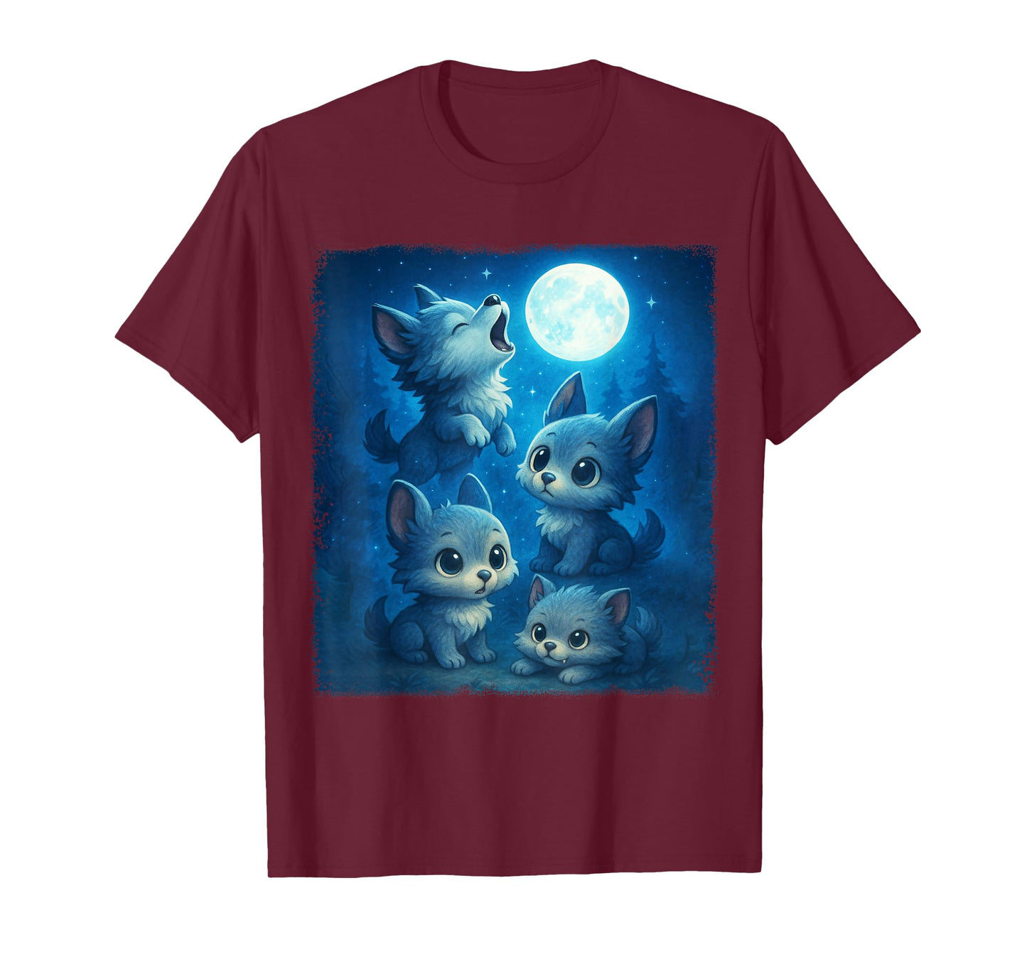 Cute Werewolf Puppy Fantasy Design Howling at Full Moon T-Shirt