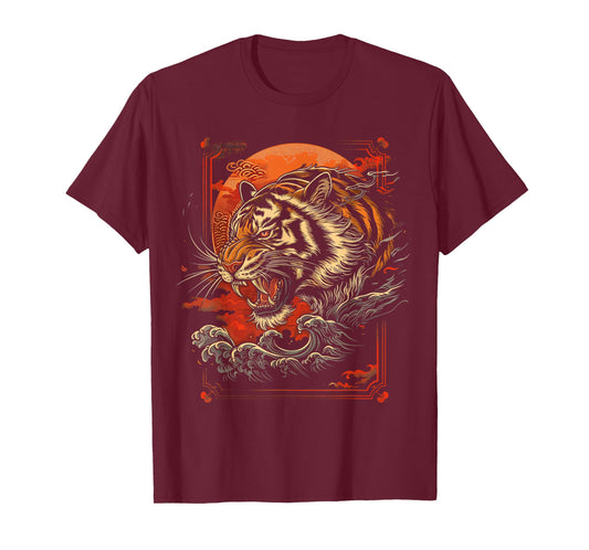 Japanese Tiger | Retro Japan Aesthetic | Tattoo Grunge T-Shirt