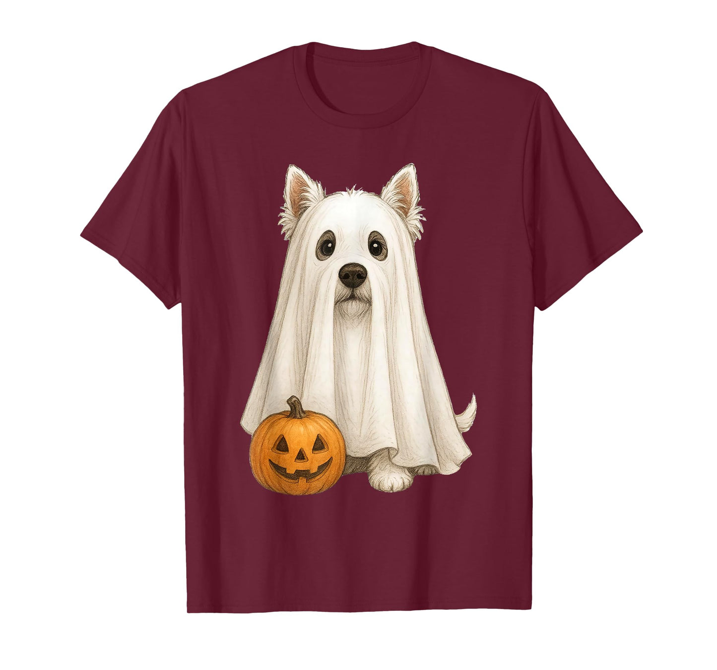 Cute Westie Dog Ghost Pumpkin Halloween Pet Animal Lover T-Shirt