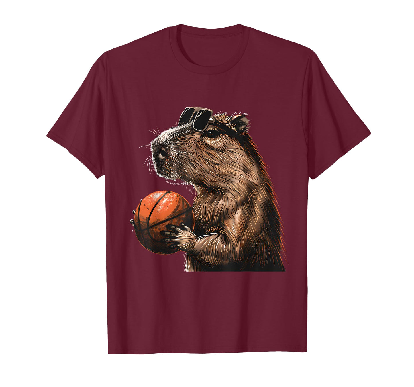 Basketball Capybara Basketball Lover Drawing Animal Art T-Shirt