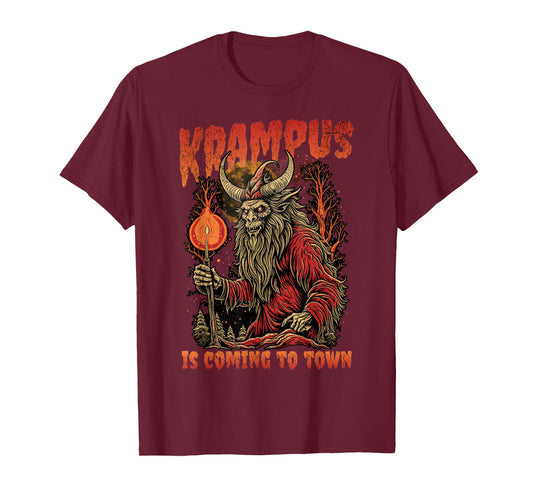 Krampusnacht Christmas Monster Krampus is Coming to Town T-Shirt