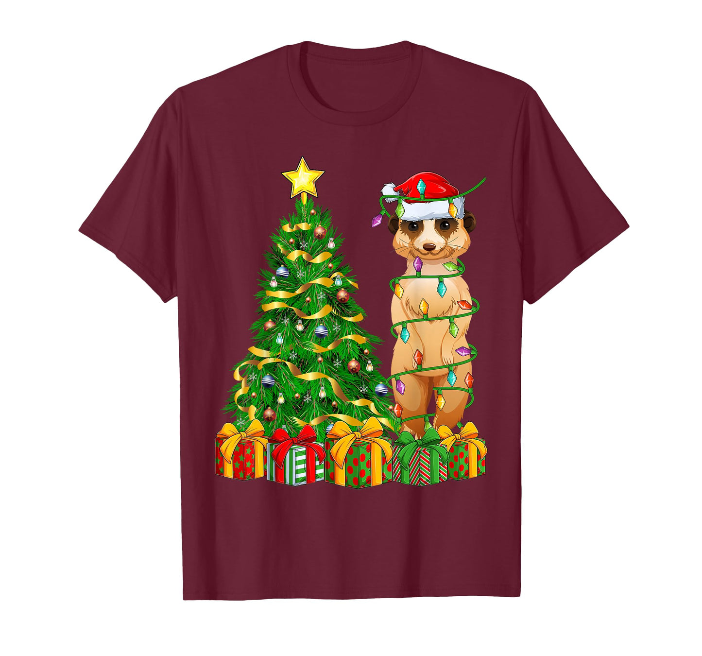 Meerkat Xmas Tree Lighting Santa Meerkat Christmas T-Shirt
