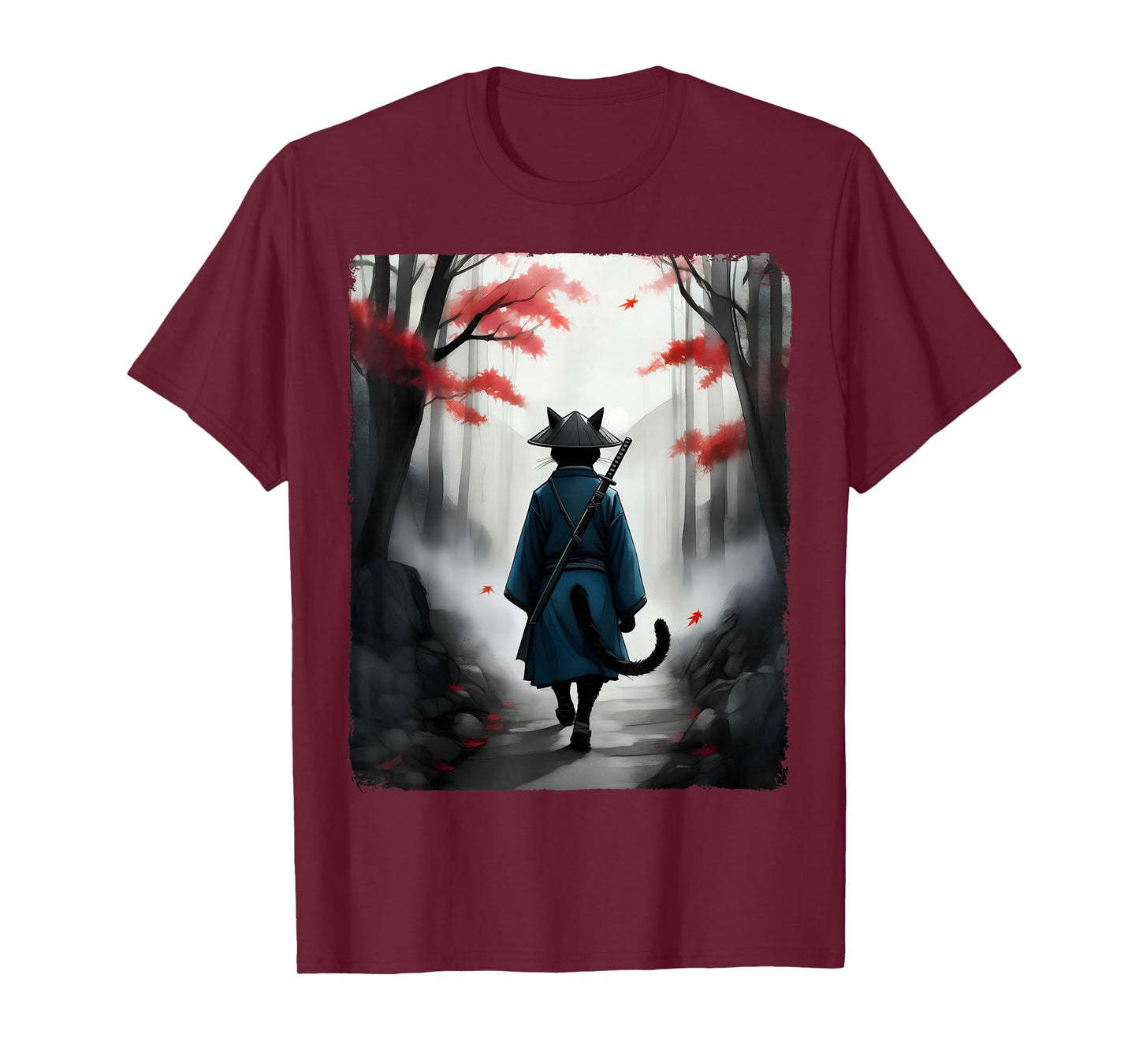 Samurai Cat Warrior Vintage Ukiyo-e Art Japanese Graphic T-Shirt