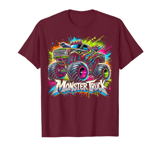 Monster Truck Retro Colorful Graffiti Toddlers Youth Adults T-Shirt