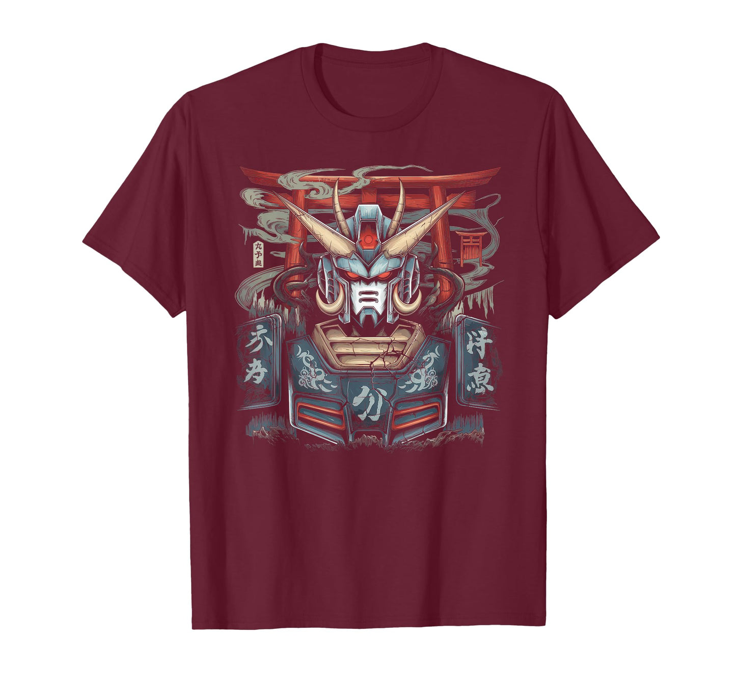 Mecha Tshirt Japanese Mecha Robot Head Anime Art Ukiyo-E T-Shirt