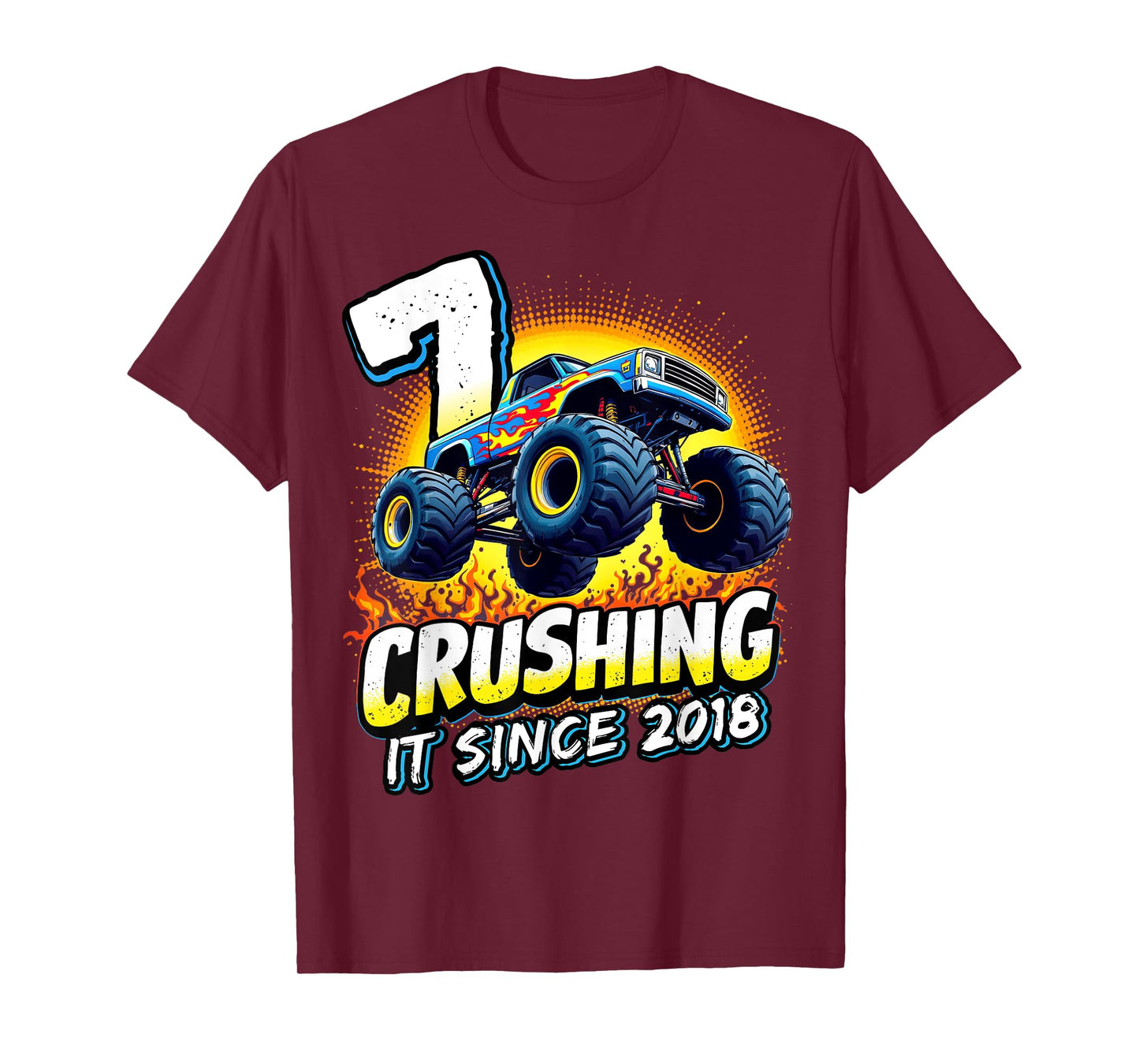 Birthday Monster Truck 7 year Old Boys 7th Party Born 2018 T-Shirt