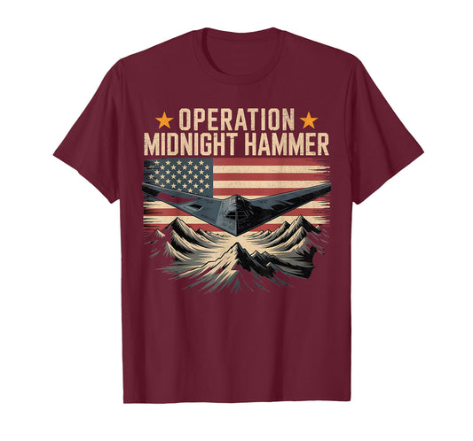 Retro Operation Midnight Hammer B-2 Jet with American Flag T-Shirt