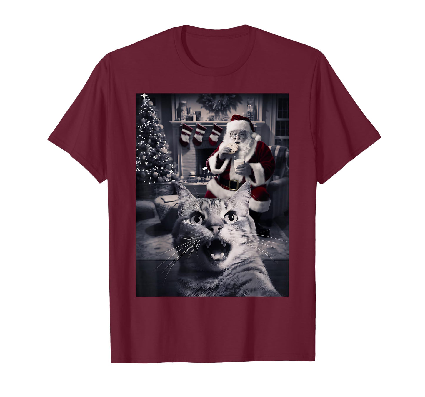Funny Cat Selfie Santa Christmas T-Shirt