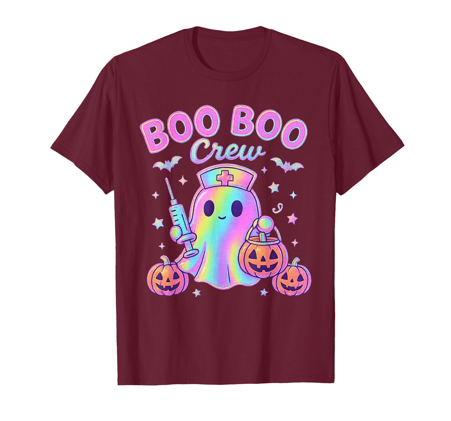 Boo Boo Crew Nurse Ghost Kawaii Halloween Spooky Pumpkin T-Shirt