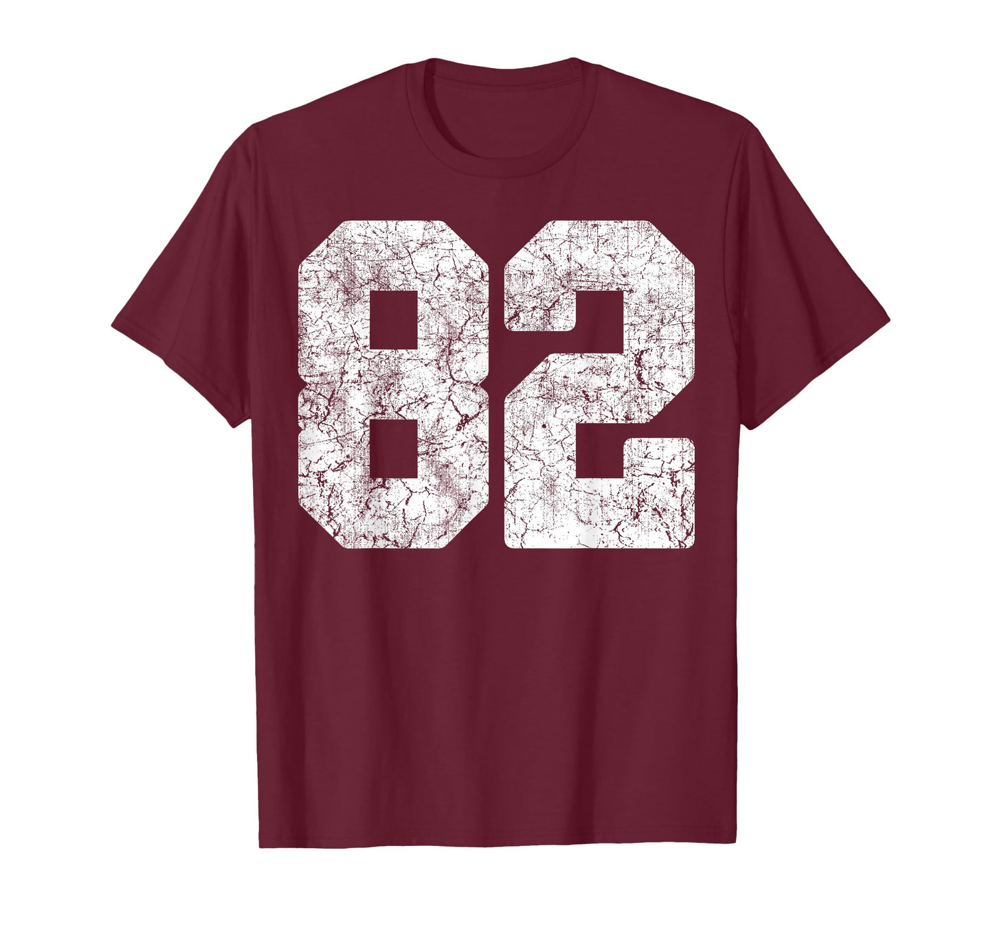 Distressed White Number 82 Jersey Player Uniform #82 Grunge T-Shirt
