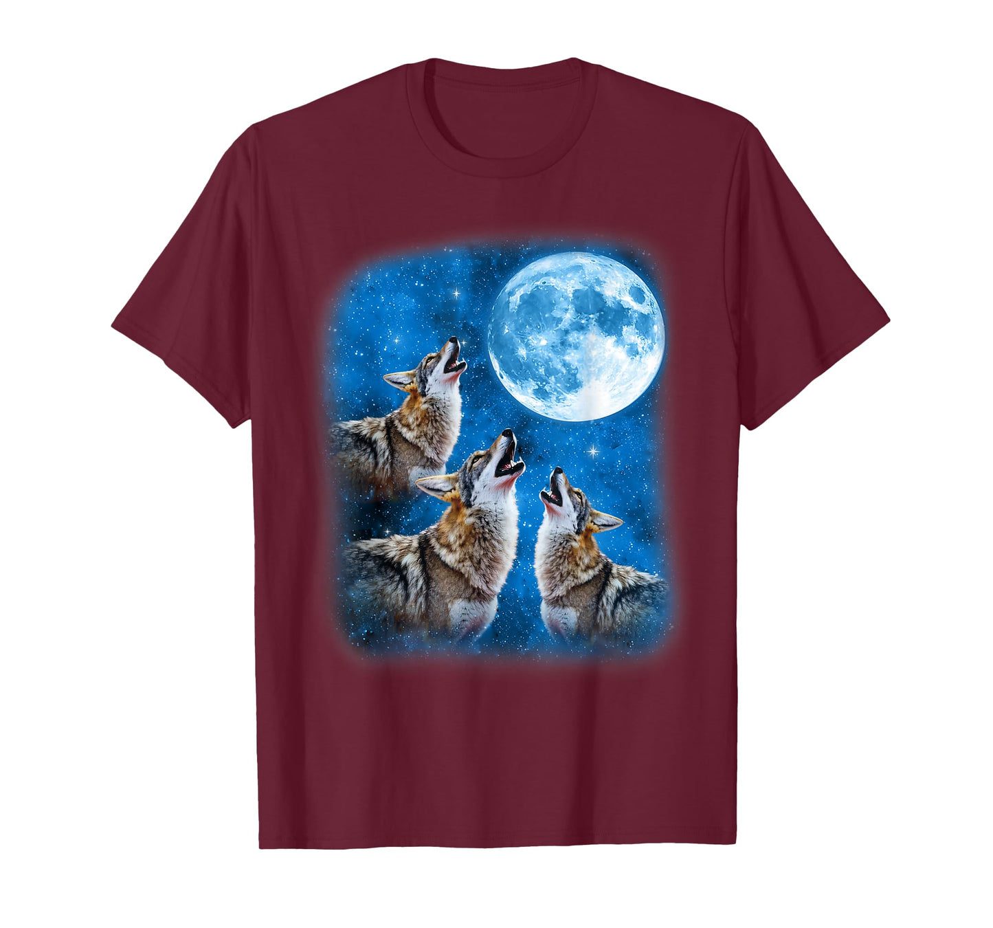 Coyote Wolf Howling At The Space Moon At Night Starry Sky T-Shirt