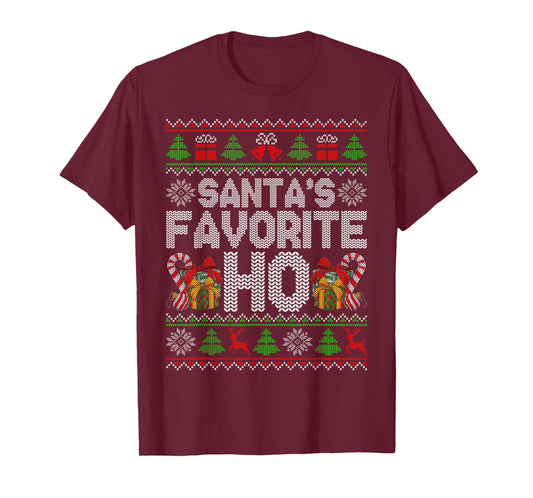 Funny Santa's Favorite HO Ugly Christmas Sweater Xmas Pajama T-Shirt