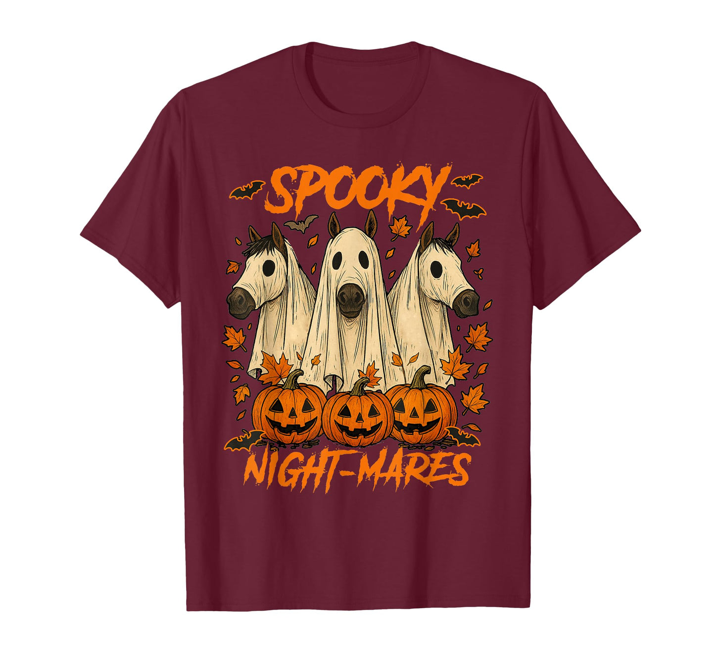 Halloween Vibes Horse Lover Boo Ghost Spooky Night-mares T-Shirt