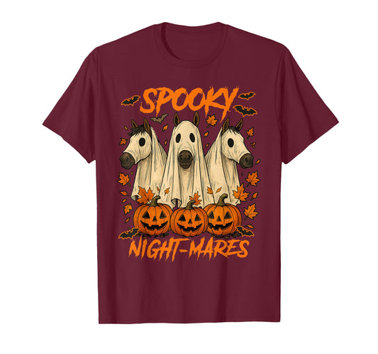Halloween Vibes Horse Lover Boo Ghost Spooky Night-mares T-Shirt