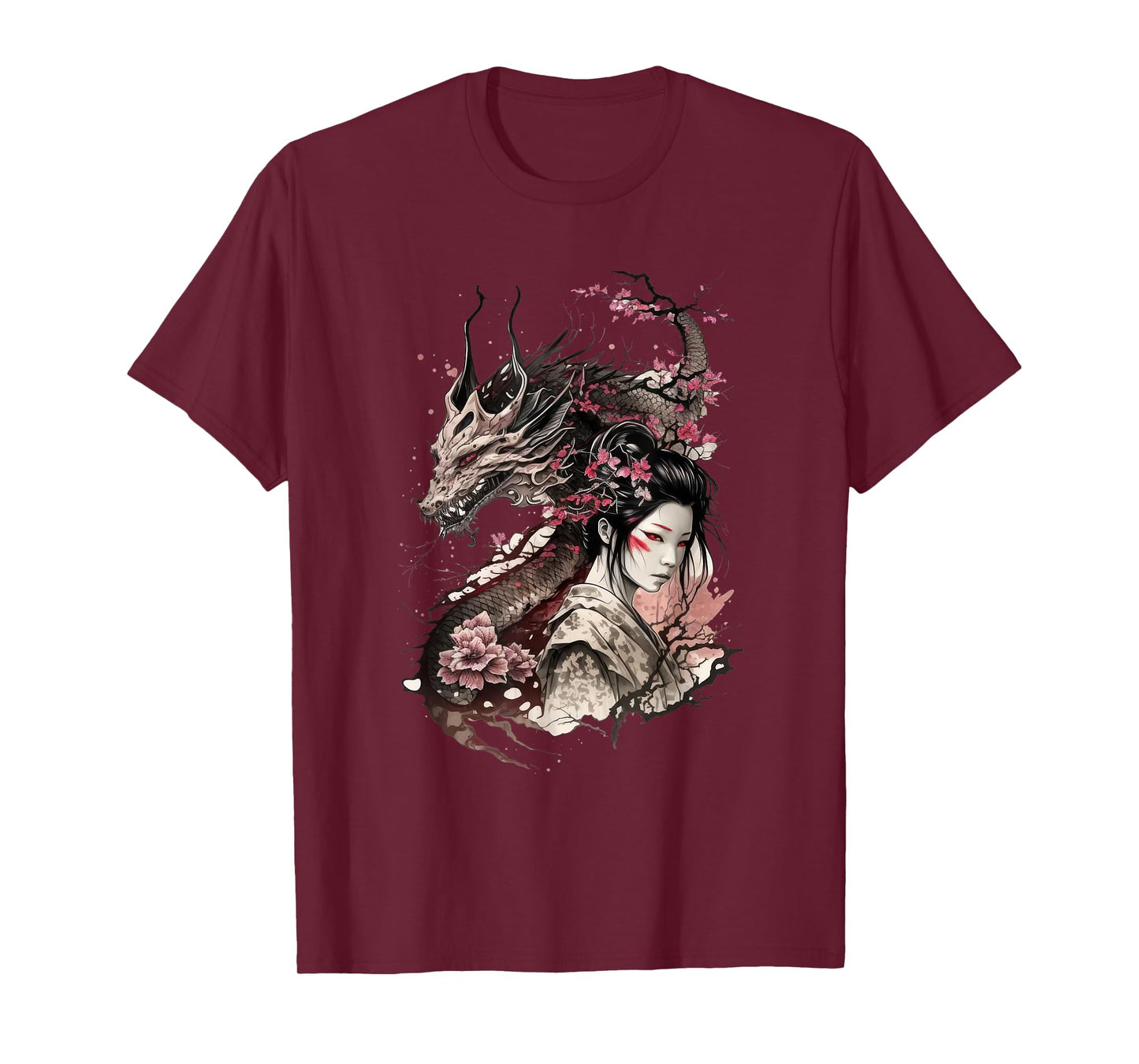 198 Sakura Japan Geisha Japanese Dragon Cherry Blossom T-Shirt