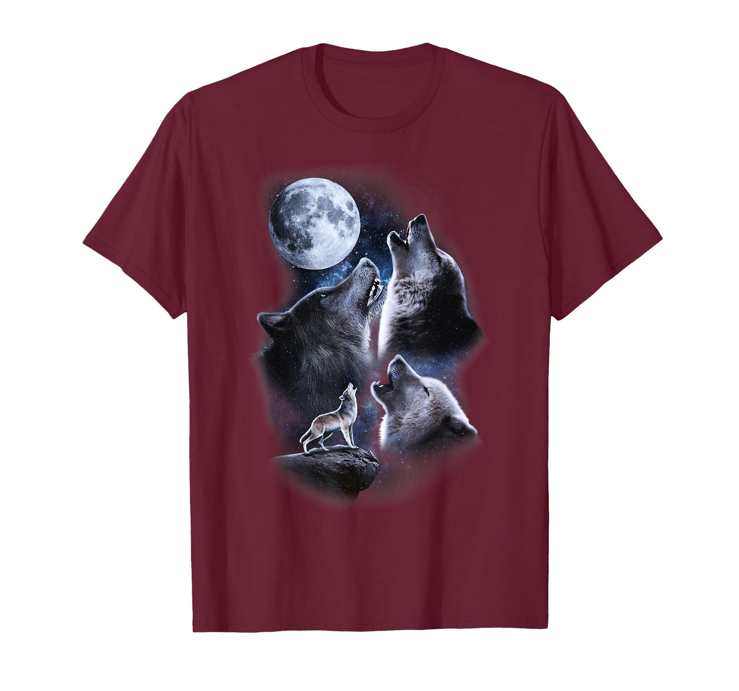 Howling wolves in the full moon moonlight with starry sky T-Shirt