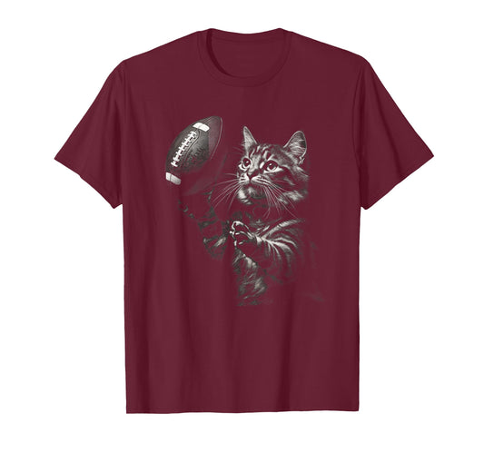 Football Cat Funny American Football Kitten Women Men Kids T-Shirt