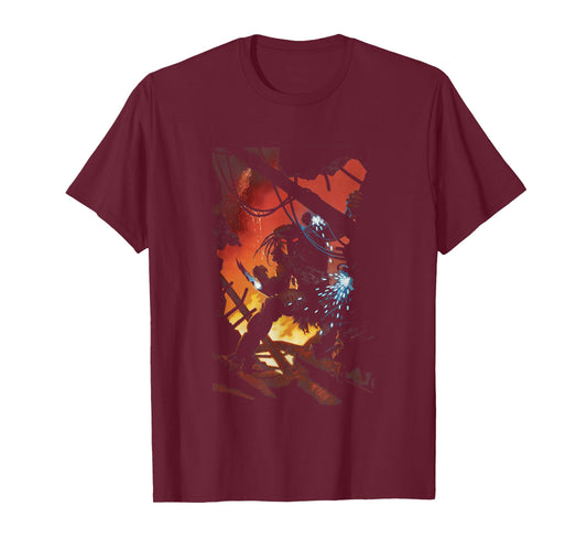 Aliens Iconic Predator Action Silhouette Big Chest Poster T-Shirt