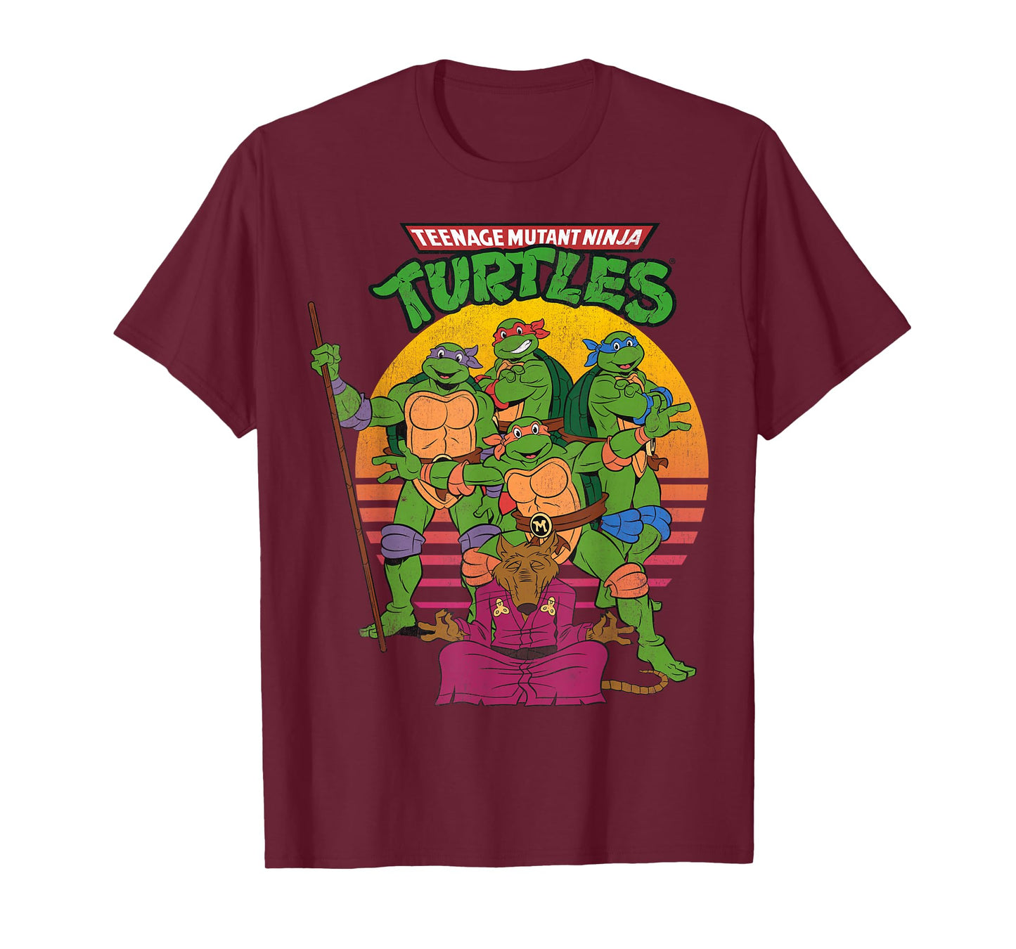 Teenage Mutant Ninja Turtles Retro Sun Group Tee-Shirt T-Shirt