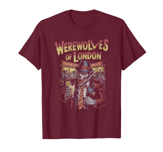 Werewolf of London Drinking Cocktail in Nightclub Scene T-Shirt