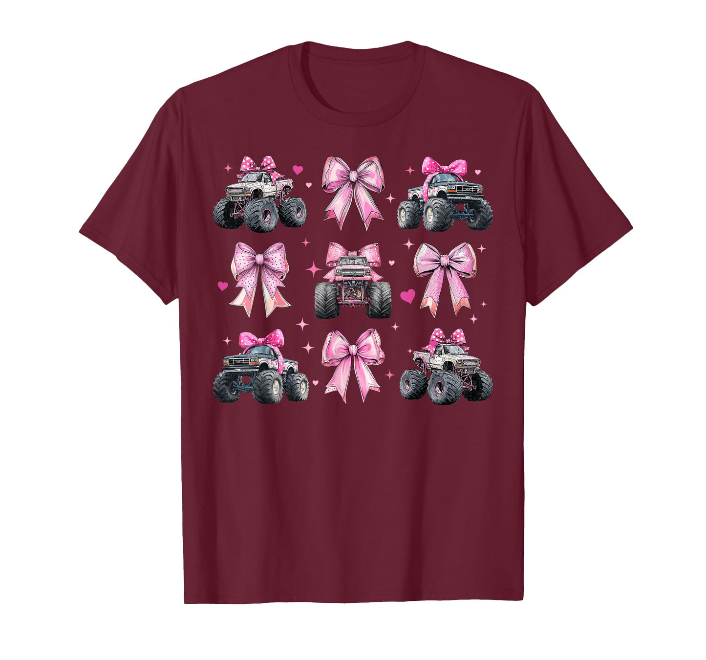 Monster Truck 4 Wheeler Offroad Girl Coquette Bow Pink Mom T-Shirt