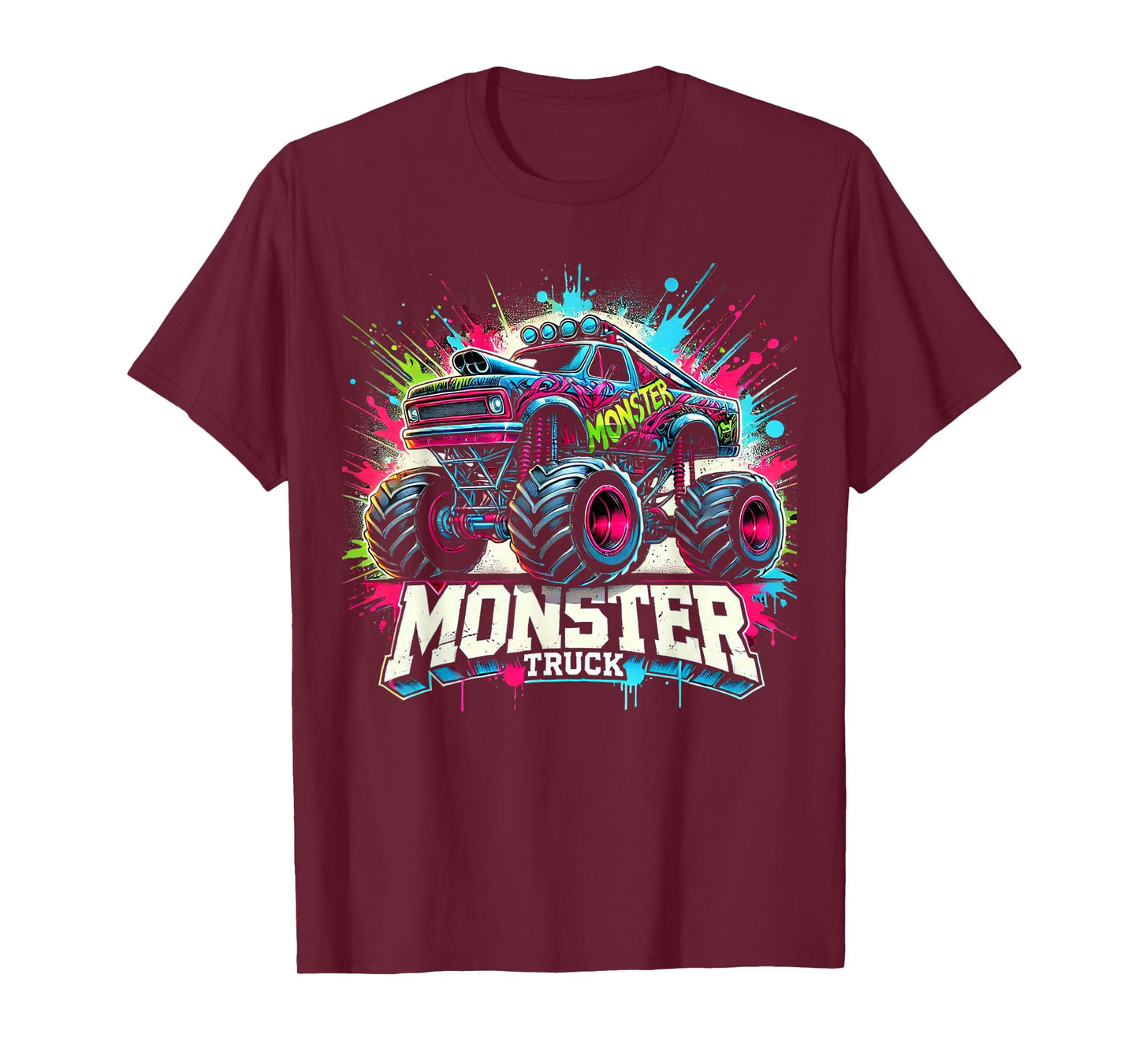 Monster Truck Retro Colorful Graffiti Toddlers Youth Adults T-Shirt