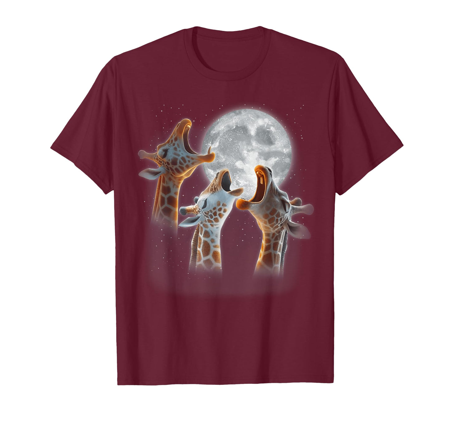 3 Giraffes Howling At The Moon Funny Giraffe Animal Lover T-Shirt