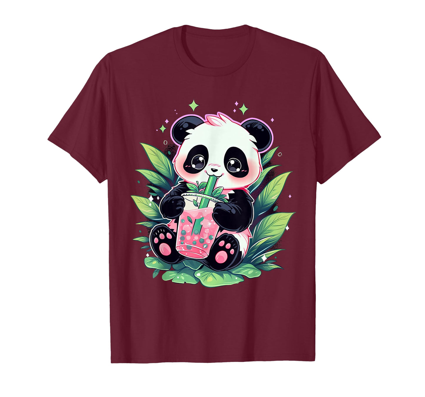 cute panda drinking bubble tea milk anime kawaii T-Shirt