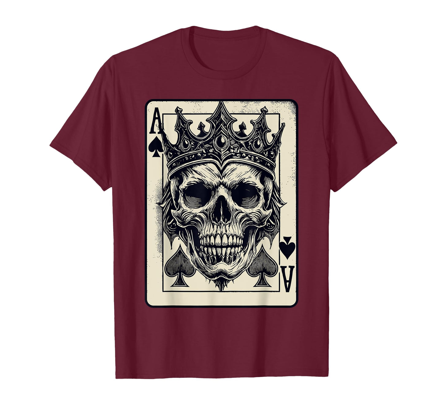 Goth Punk skull Ace Of Spades Card Gambler Skeleton T-Shirt