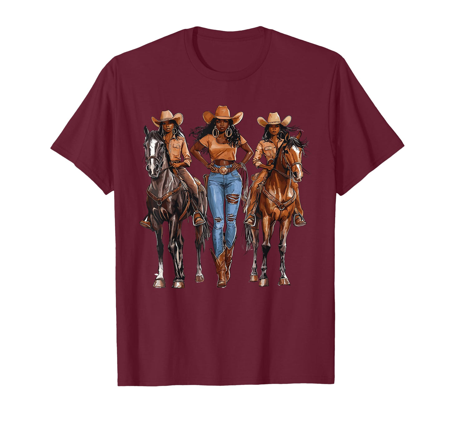 Black African American Cowgirl Western Country Texas Rodeo T-Shirt