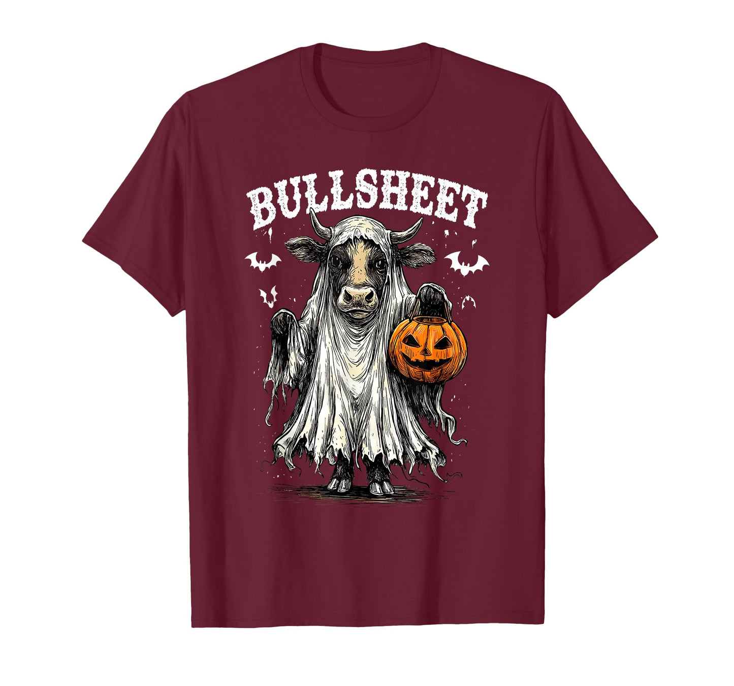 Bull Sheet Cow Halloween Spooky Heifer Ghost Bullsheet Funny T-Shirt