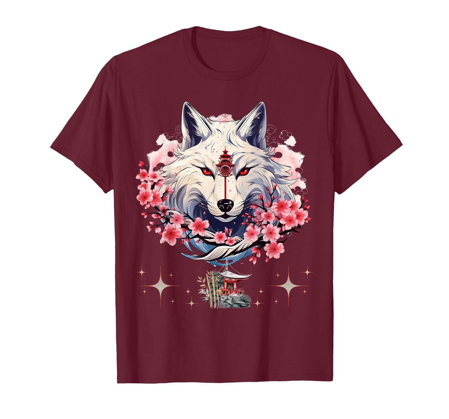 Okami Wolf Japanese Anime Kawaii Blossom Cherry Flower T-Shirt