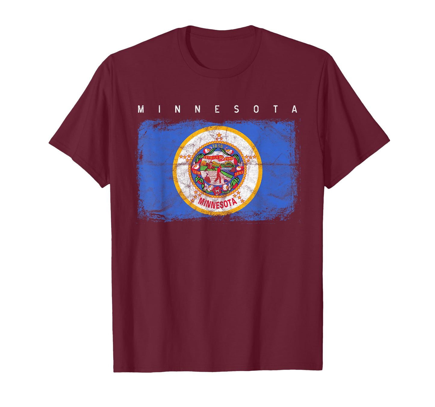 Minnesota Vintage Distressed Home State Flag Design T-Shirt