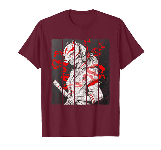 Japanese Mask Fox Aesthetic Kitsune Inari Oni Anime T-Shirt