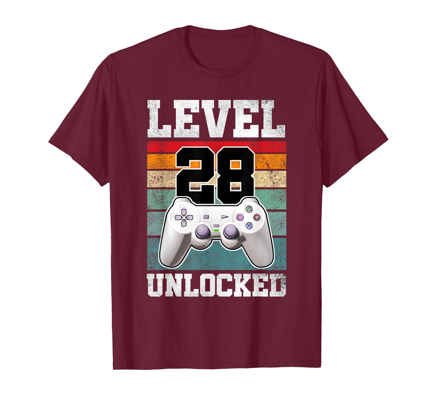 28 Year Old Gaming Level 28 Unlocked Gamers 28th Birthday T-Shirt