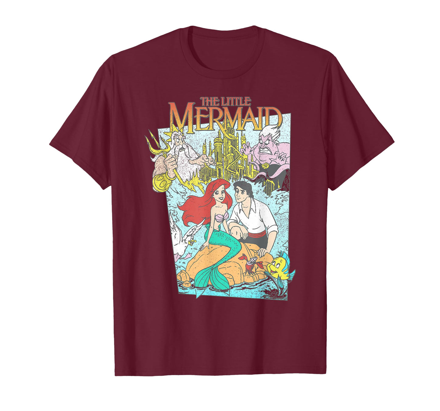 Disney The Little Mermaid Vintage Retro Movie Cover Graphic T-Shirt