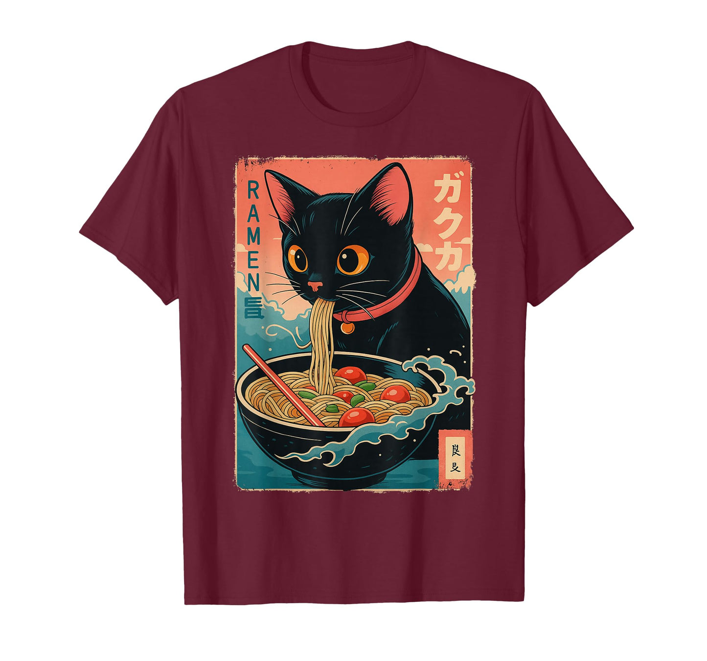 Kawaii Ramen Cat Y2K Manga Anime Style Japan Retro Noodles T-Shirt