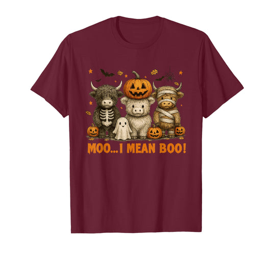 Ghost Cow Moo I Mean Boo Halloween Outfit Funny Cow Lover T-Shirt