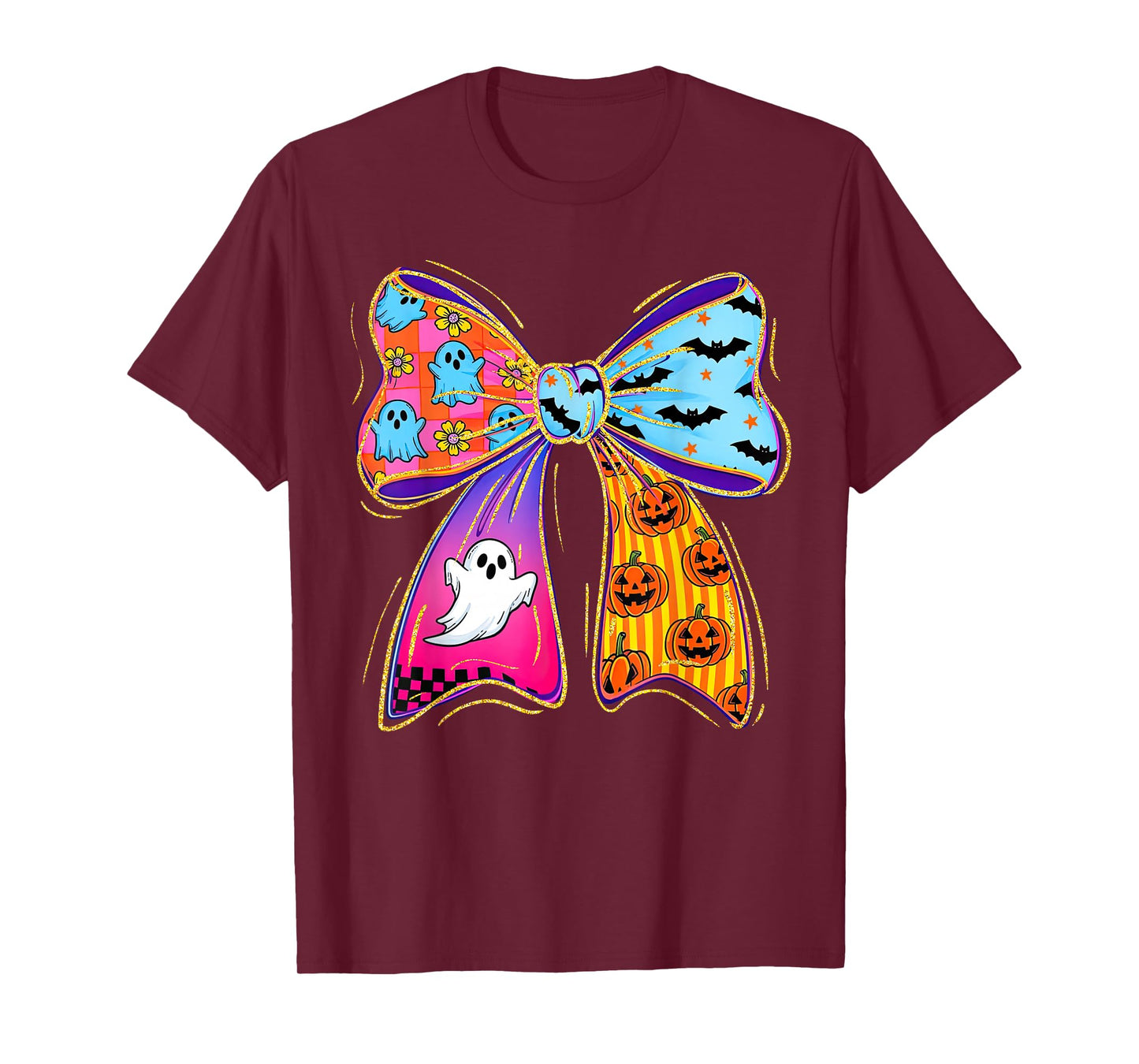 Halloween Coquette Bow Boo Ghost Fall Pumpkin Women Girls T-Shirt