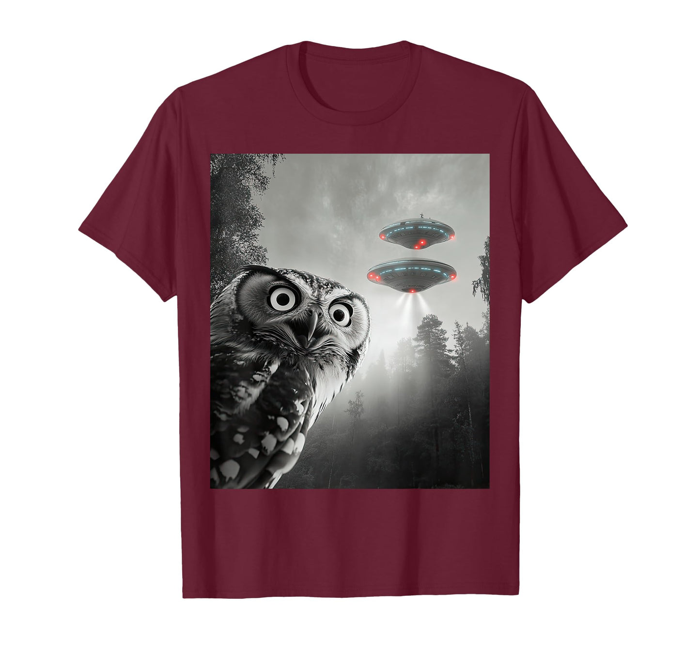 Owl Selfie With Alien UFO Men Women Boys Girls Kids T-Shirt