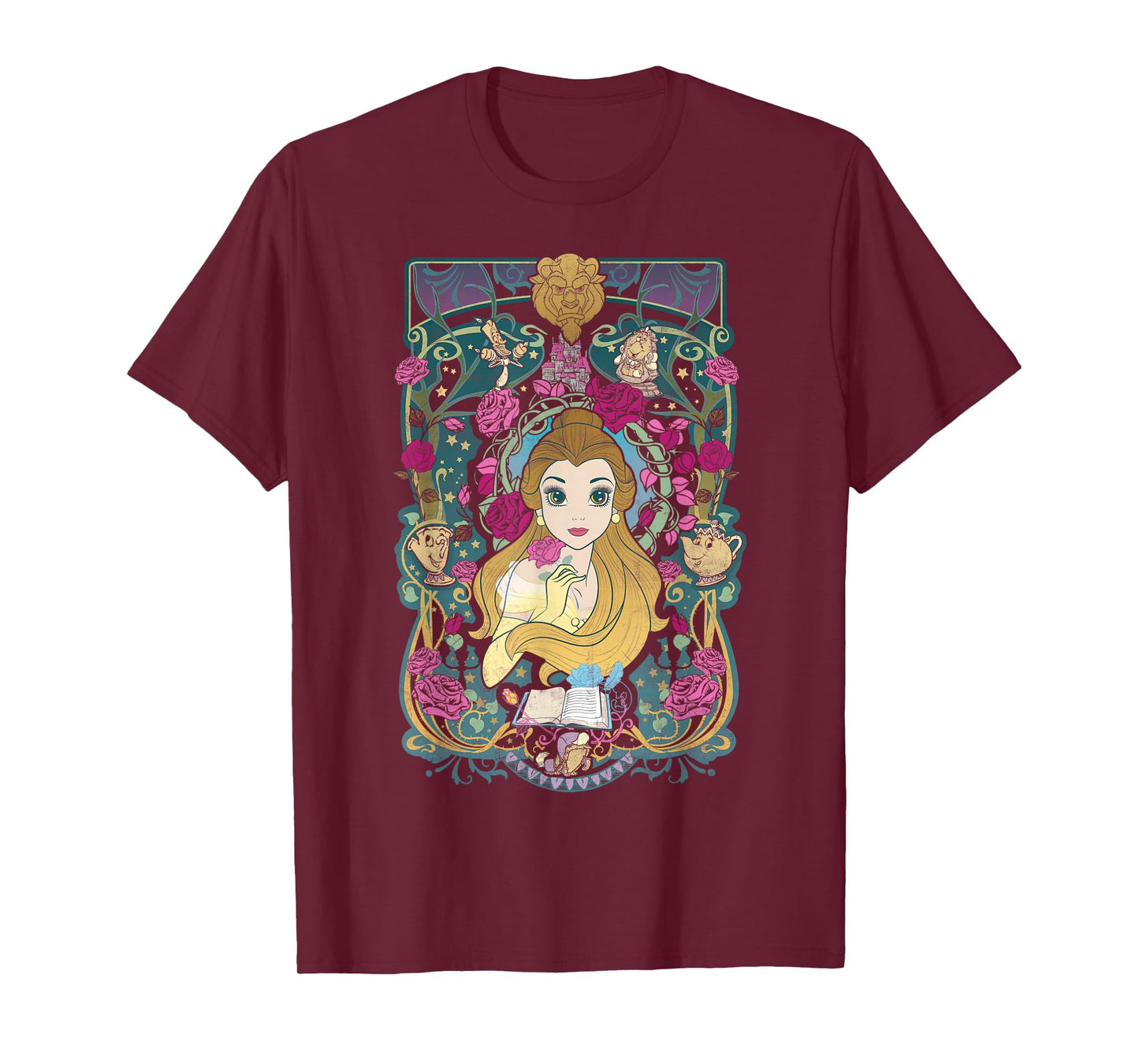 Disney Beauty and The Beast Belle Surrounded Graphic T-Shirt T-Shirt