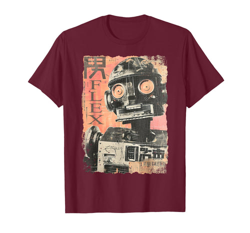 RTUZ Hip Hop Y2K Vintage Hipster Edgy Urban Streetwear Robot T-Shirt - Black, Small