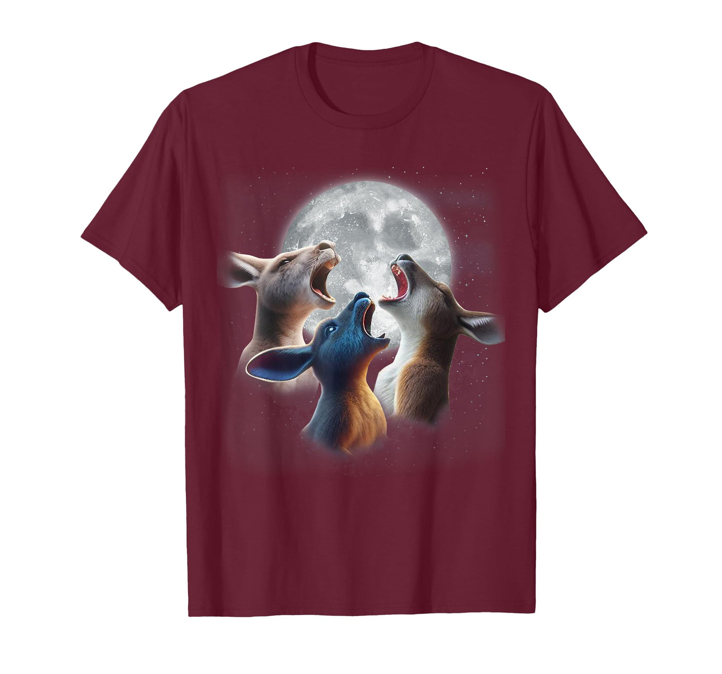 3 Kangaroos Howling At The Moon Funny Australian Kangaroo T-Shirt