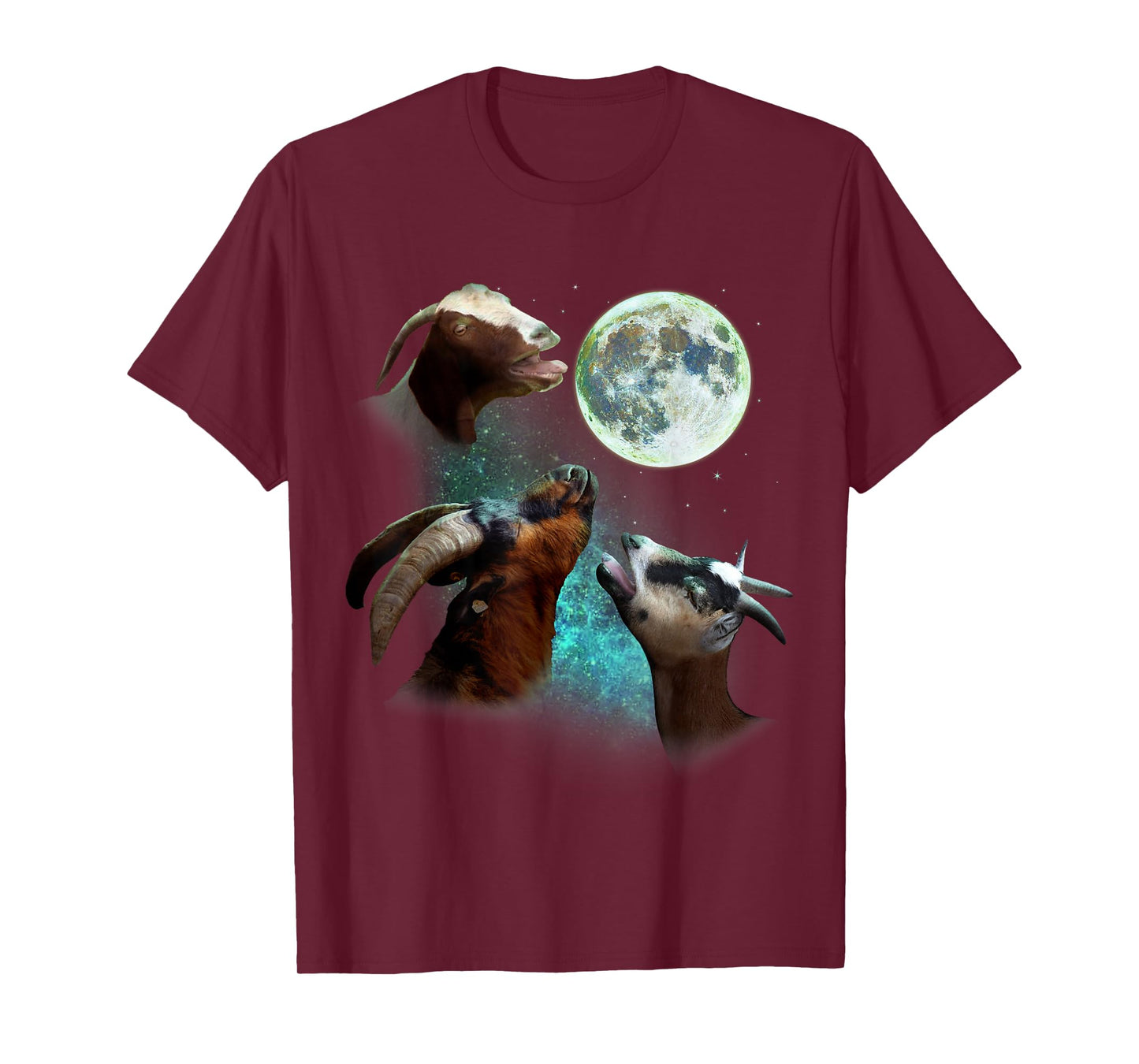 Three Goats Howl At Moon 3 Wolfs Wolves Funny Parody T-Shirt