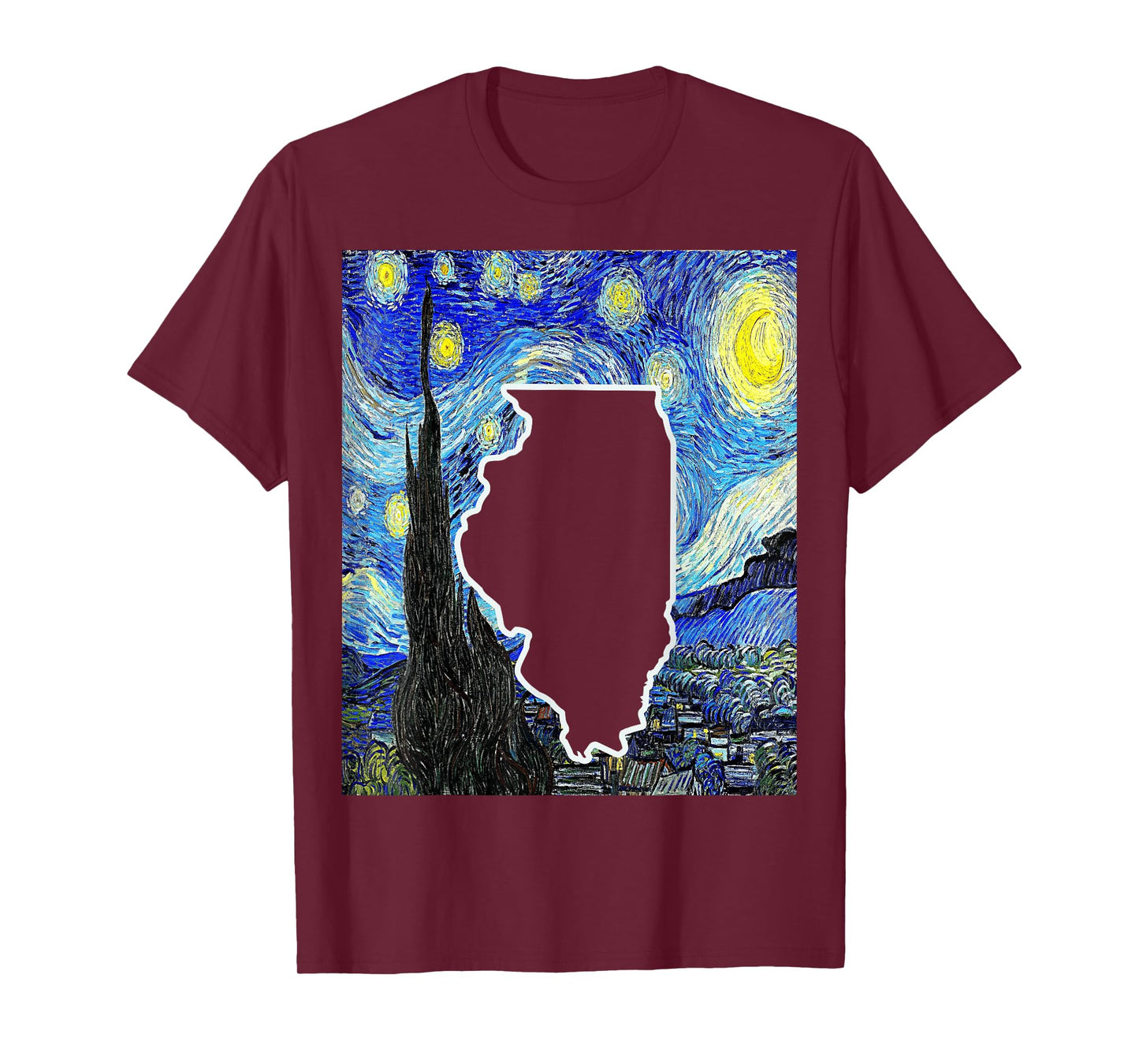 State Of Illinois Starry Night Illinois Map Illinoisan T-Shirt