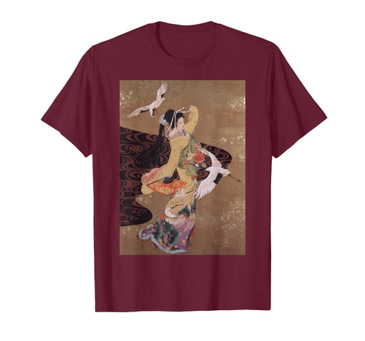 Dance of Cranes Japanese Retro Art T-Shirt Small