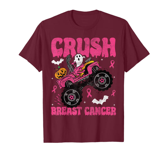 Crush Breast Cancer Awareness Monster Truck Halloween kids T-Shirt