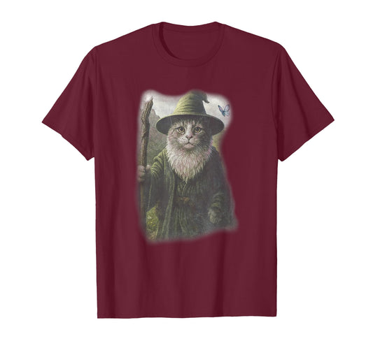 Funny Weird Kitten Wizard Ghost Cat Meme Catdalf Halloween T-Shirt