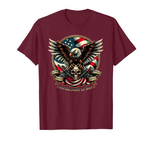 Department of War USA American Flag and Eagle Defend Protect T-Shirt